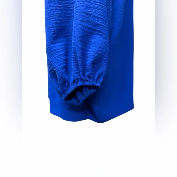 ee:some Fashion Cobalt Blue V-Neck Peasant Blouse with Puff sleeves Size XL - Picture 3 of 9